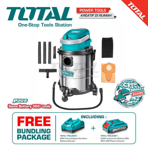 TOTAL LITHIUM-ION VACUUM CLEANER/WET & DRY VACUUM CLEANER TVLI2005