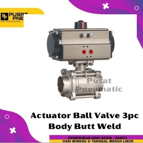 Actuator Ball Valve 3Pc Body Butt Weld Single Acting Size 1 1/4 Inch