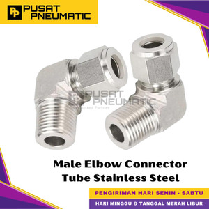 6MM x 1/4 Male Elbow Connector Tube OD 6 MM x 1/4 NPT Stainless Steel