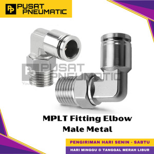 MPLT 12-04 Fitting Elbow Male Metal Slip Lock Selang 12mm Drat 1/2