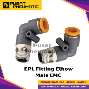 EPL 06-01 Fitting Elbow Male Slip Lock Selang 6mm Drat 1/8 EMC