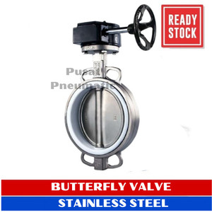 2" Butterfly Valve Stainless Seat PTFE Disc SS 304 Worm Gear 2 Inch