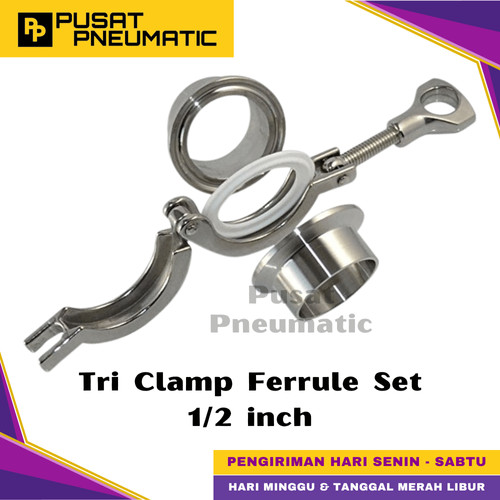 1/2" Tri Clamp Ferrule Set Sanitary Stainless Steel 304 1/2 inch