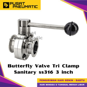 3" Butterfly Valve Sanitary Tri Clamp Stainless 316 3 inch