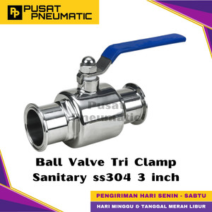 3" Ball Valve Sanitary Tri Clamp 2Pc Body Stainless 304 3 Inch