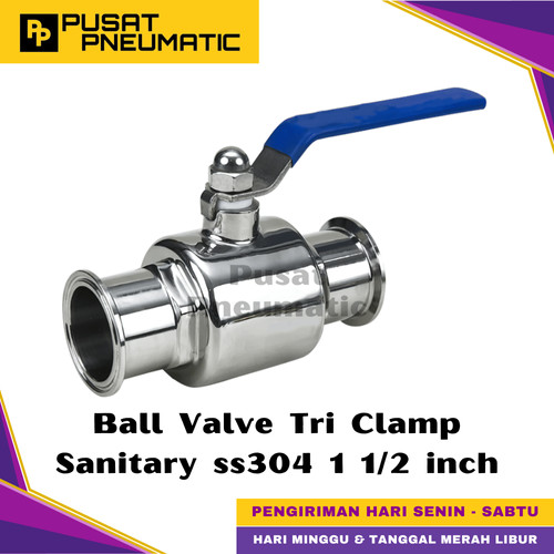 1 1/2" Ball Valve Sanitary Tri Clamp 2Pc Body Stainless 304 1 1/2 Inch