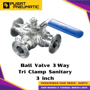 3" Ball Valve 3 Way Sanitary Tri Clamp Stainless 316 3 inch