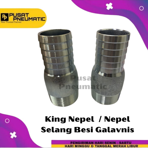 1/2" King Nepel Selang Besi Galvanis King Nipple Hose Size 1/2 inch