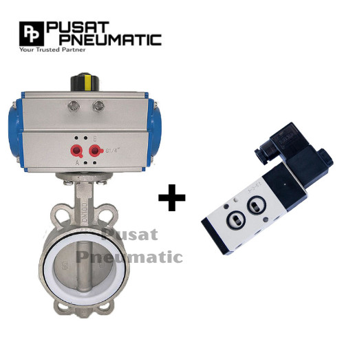 Actuator Butterfly Valve Stainless Seat PTFE Single Acting 6 Inch