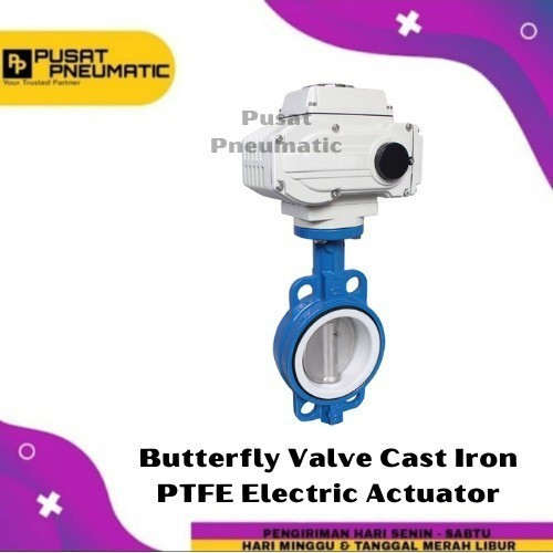 Motorized Electric Actuator On Off Butterfly Cast Iron PTFE 6 Inch