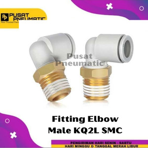 KQ2L 06-03 Fitting Elbow Male Slip Lock Selang 6mm Drat 3/8 Inch SMC