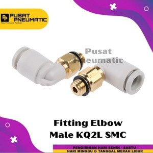 KQ2L 04-M5 Fitting Elbow Male Slip Lock Selang 4mm Drat M5 SMC