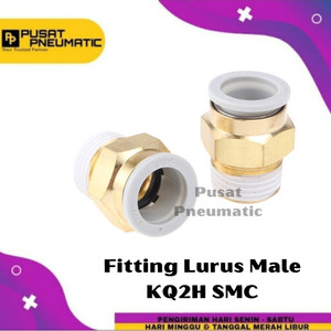 KQ2H 12-02 Fitting Lurus Male Slip Lock Selang 12mm Drat 1/4 Inch SMC