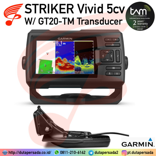 Garmin STRIKER Vivid 5cv With GT20-TM Transducer Fishfinder GPS 5CV