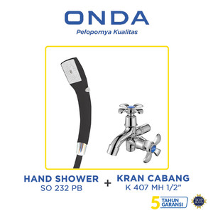 [PAKET LENGKAP] ONDA Hand Shower SO 232 PB + Kran Cabang K 407 MH 1/2”