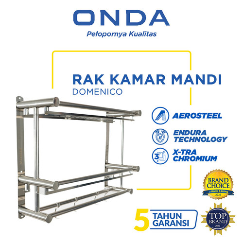 Onda Rak Kamar Mandi Dinding Stainless Steel Tempel Gantung Domenico