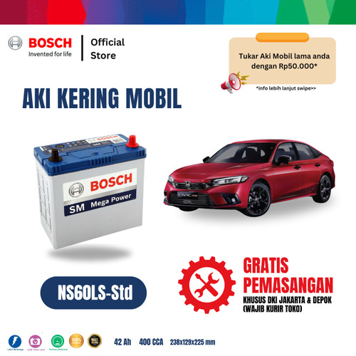 Aki Mobil Honda New Civic Bosch MF NS60LS-Std - 42AH