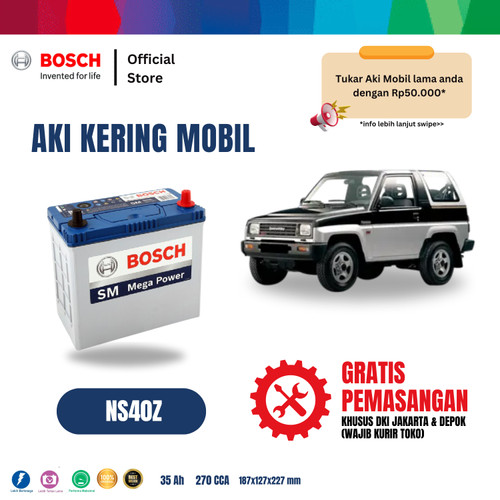 Aki Mobil Daihatsu Feroza Bosch MF NS40Z - 40B19R