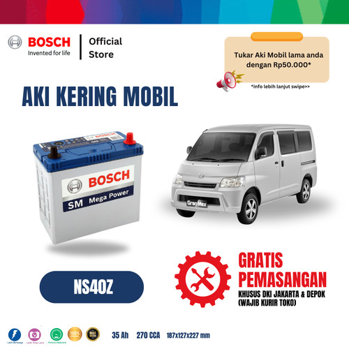 Aki Mobil Daihatsu Gran Max Bosch MF NS40Z - 40B19R