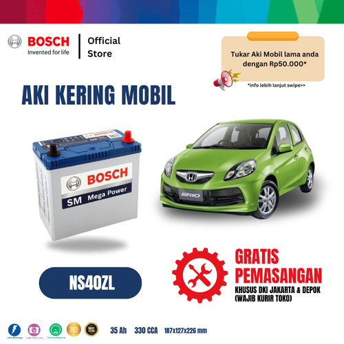 Bosch Aki Mobil Honda Brio MF Blue NS40ZL