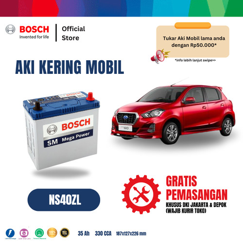 Bosch Aki Mobil Datsun Go Panca 2015 MF Blue NS40ZL