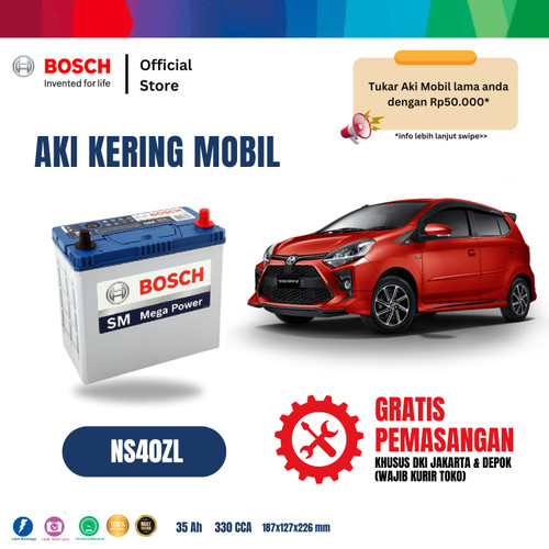 Bosch Aki Mobil Toyota Agya MF Blue NS40ZL