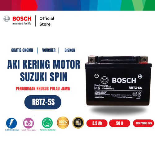 Aki Kering Motor Suzuki Spin - Maintenance Free - Bosch RBTZ-5S