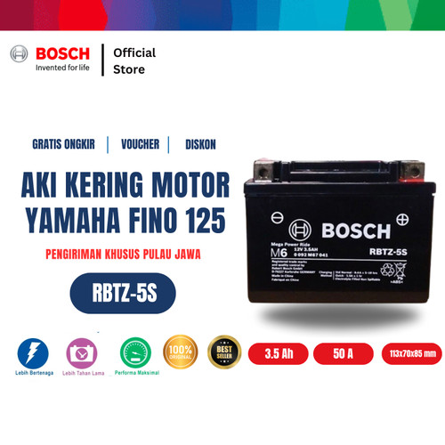 Aki Kering Motor Yamaha Fino 125 - Maintenance Free - Bosch RBTZ-5S