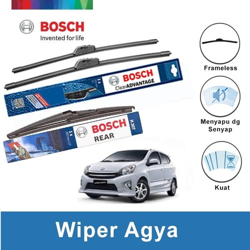 Bosch Wiper Depan & Belakang Toyota Agya Frameless 20" & 14" + H307