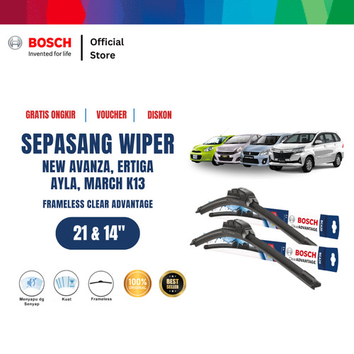 Bosch Wiper Frameless New Avanza, March K13, Ayla,Ertiga BCA21 & BCA14