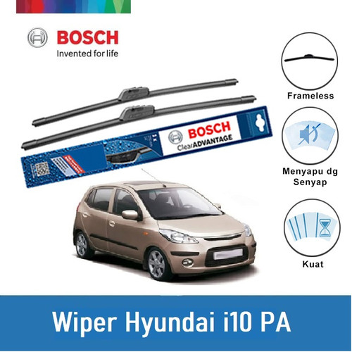 Bosch Sepasang Wiper Mobil Hyundai i10 PA Frameless New Clear 22 & 16