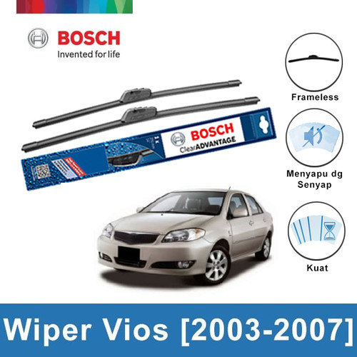 Bosch Sepasang Wiper Mobil Toyota Vios 03-07 Frameless New 22 & 14