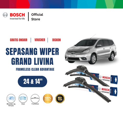 Bosch Sepasang Wiper Nissan Grand Livina Frameless New Clear 24 & 14