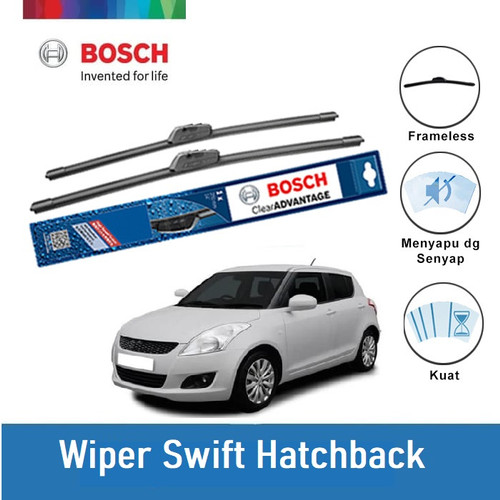 Bosch Sepasang Wiper Suzuki Swift Hatchback Frameless Clear 21" & 18"