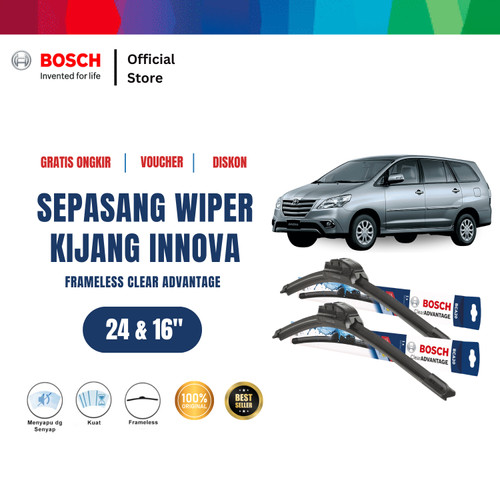 Bosch Sepasang Wiper Frameless New Clear Toyota Kijang Innova 24 & 16