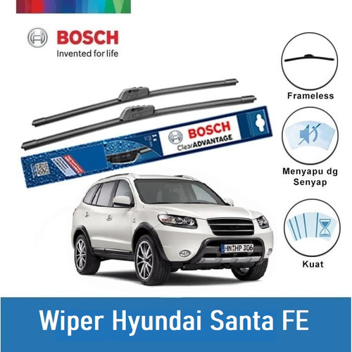 Bosch Sepasang Wiper Mobil Santa Fe DM Frameless New Clear 26" & 14"