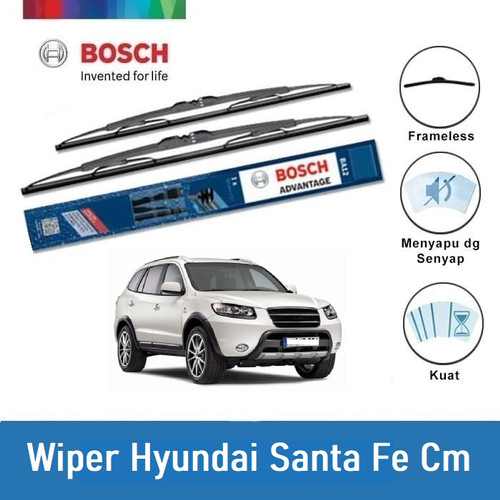 Bosch Sepasang Wiper Kaca Mobil Hyundai Santa Fe CM (2006-2009) 24 &18