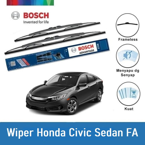 Bosch Sepasang Wiper Kaca Mobil Honda Civic Sedan FA (2005-on) 24 & 19