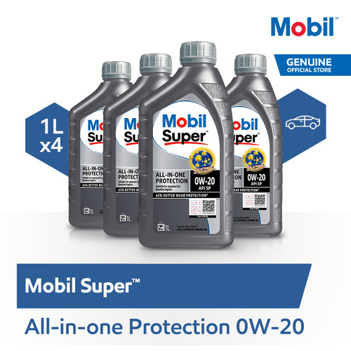 Oli Mesin - Mobil Super™ All-in-One Protection 0W-20 1L (4 Botol)