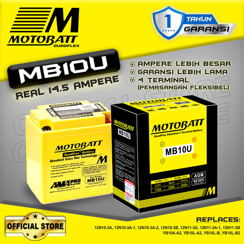 Motobatt Quadflex MB10U - 14.5Ah (Garansi 1 Tahun)