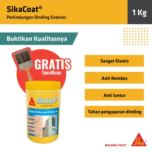 SikaCoat Cat Pelapis Anti Bocor Elastis Dinding Tembok Luar 1Kg