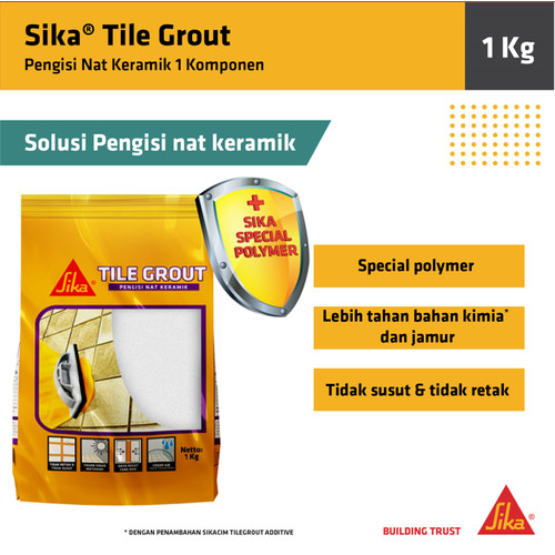 Sika Tile Grout Pengisi Nat Keramik Marmer Granit Mosaik 1Kg