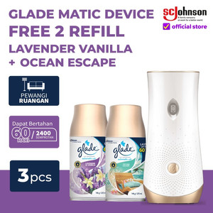 Glade Matic Device Free 2 Refill Lavender Vanilla & Ocean Escape