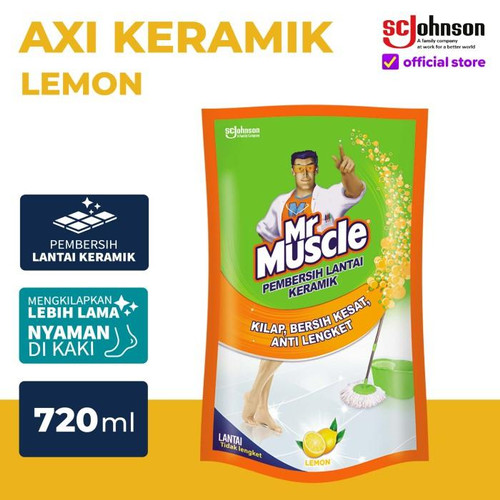 Mr Muscle Axi Keramik Pembersih Lantai Keramik Pouch Lemon 720ml