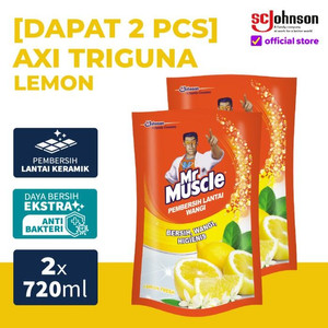 Mr Muscle Axi Triguna Pembersih Lantai Lemon Pouch 720ml x 2Pcs