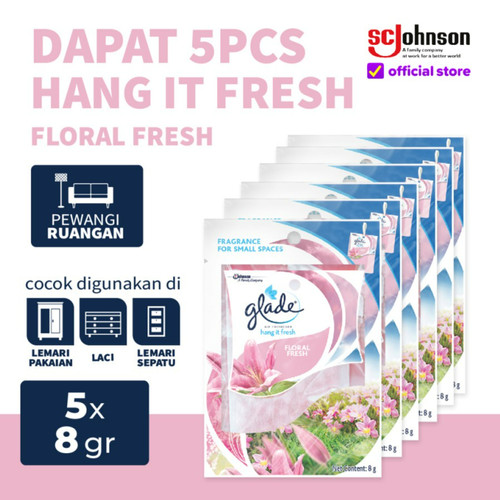 [Dapat 5 pcs] Glade Hang It Fresh Fresh Floral 8gr