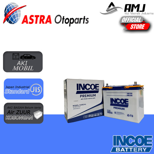 Aki Mobil Ford Laser Series INCOE PREMIUM Astra NS60L Aki Basah 12V45A