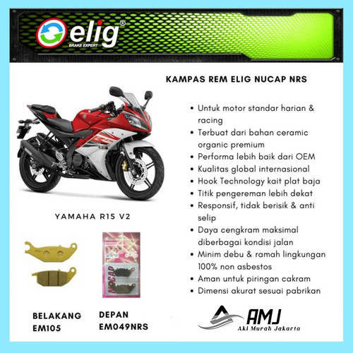 Kampas Rem Depan Belakang Yamaha R15 V2 ELIG EM105 EM049 NRS