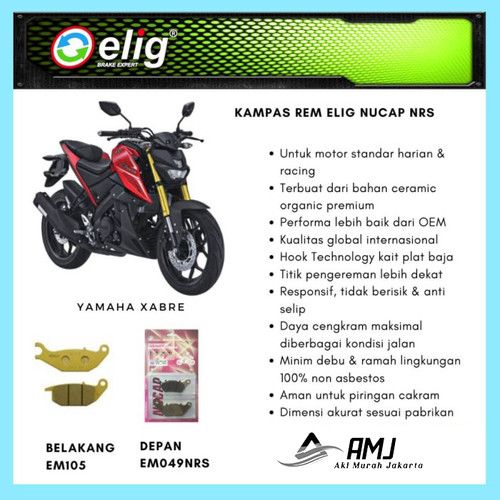 Kampas Rem Depan Belakang Yamaha Xaber ELIG EM105 EM049NRS