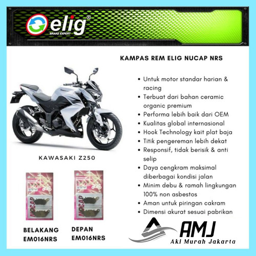 Kampas Rem Kawasaki Depan Belakang z250 Elig em016 nrs